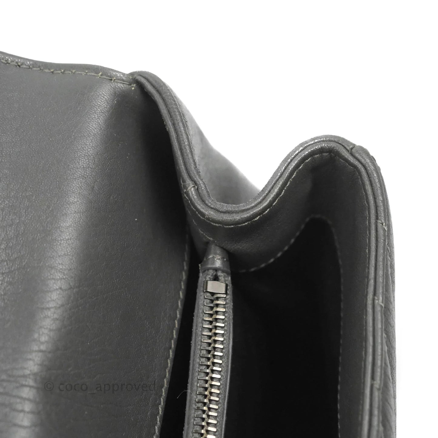 Saint Laurent Chevron Medium College Grey Chain Bag Ruthenium Hardware