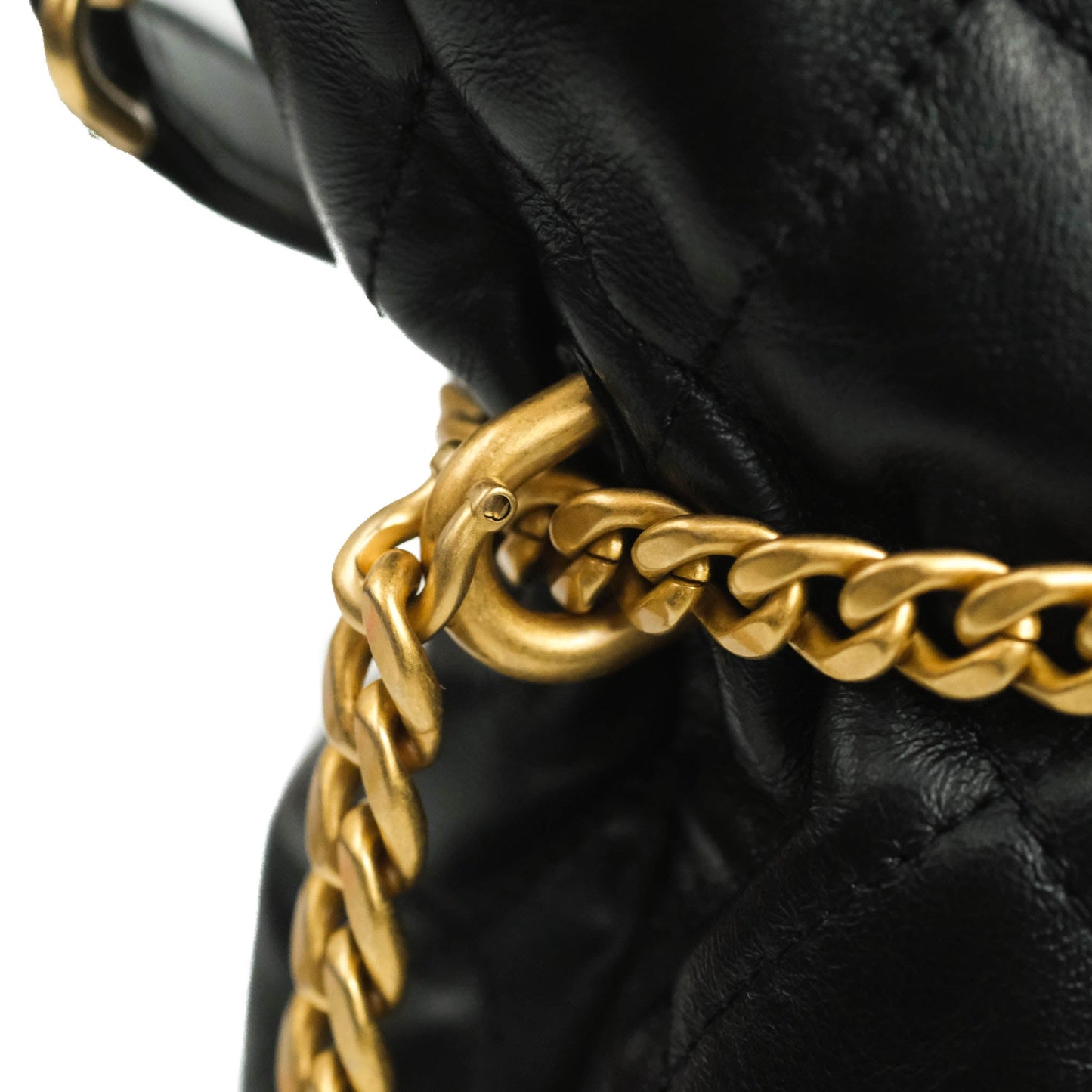 Chanel Enamel CC Bucket Bag Black Lambskin Gold Hardware 22S