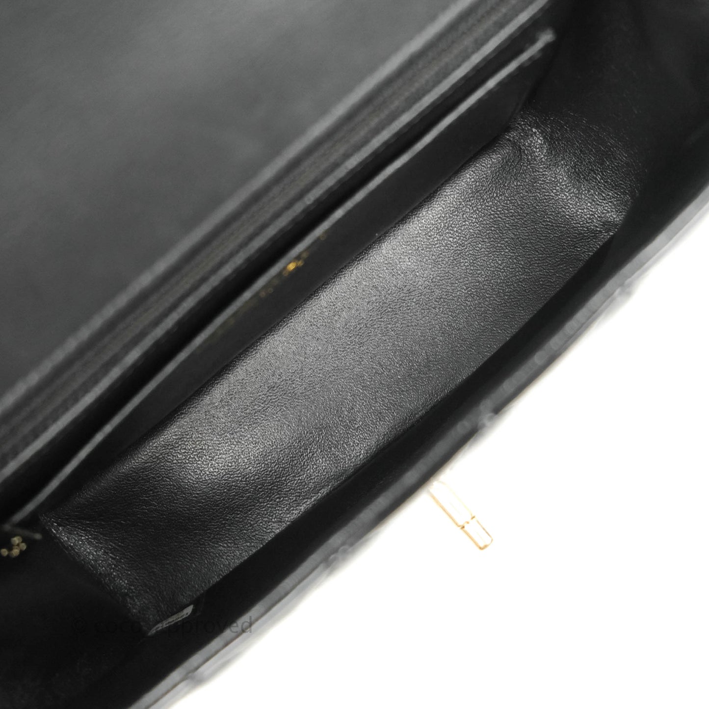 Chanel Quilted Mini Rectangular Flap Black Patent Gold Hardware