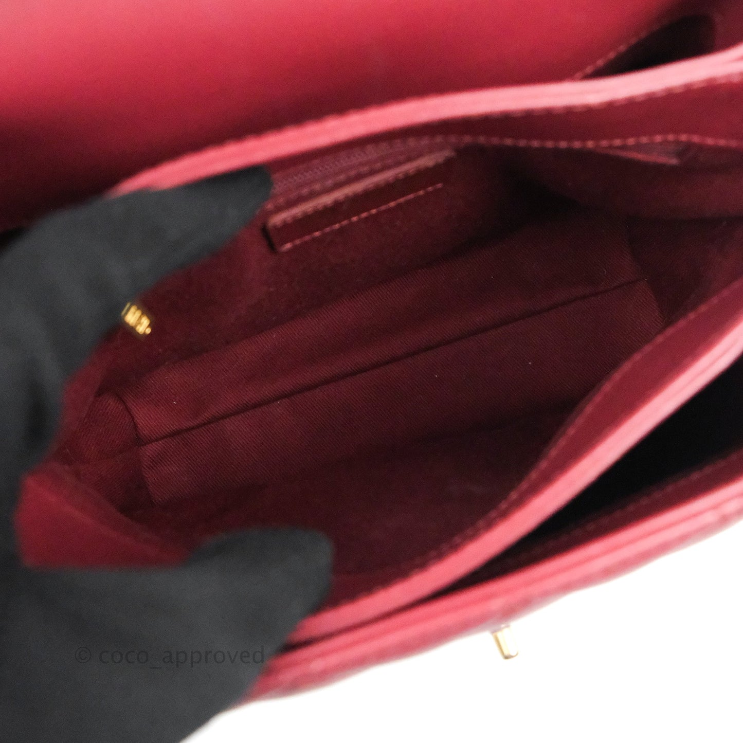 Chanel Flap Bag Dark Red Calfskin Aged Gold Hardware