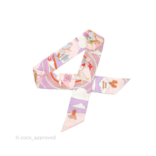 Hermes Silk Carres Volants Twilly Lilas/Rose Pâle/ Orange