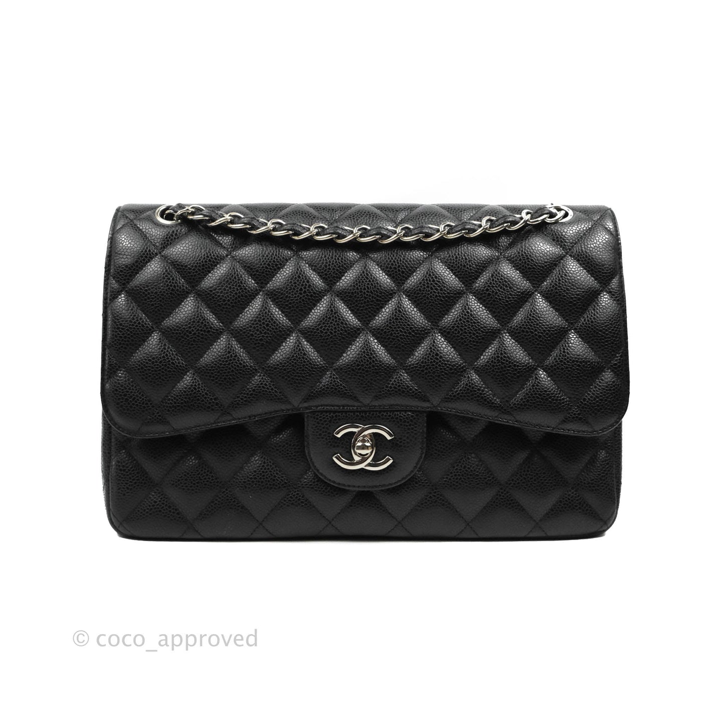 Chanel Classic Jumbo Double Flap Black Caviar Silver Hardware⁣⁣
