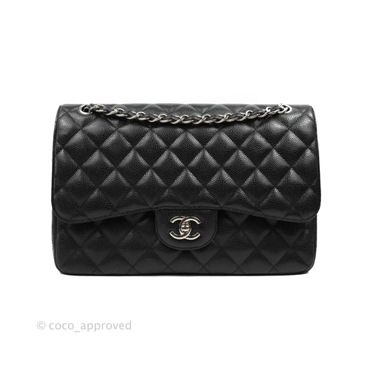 Chanel Classic Jumbo Double Flap Black Caviar Silver Hardware⁣⁣