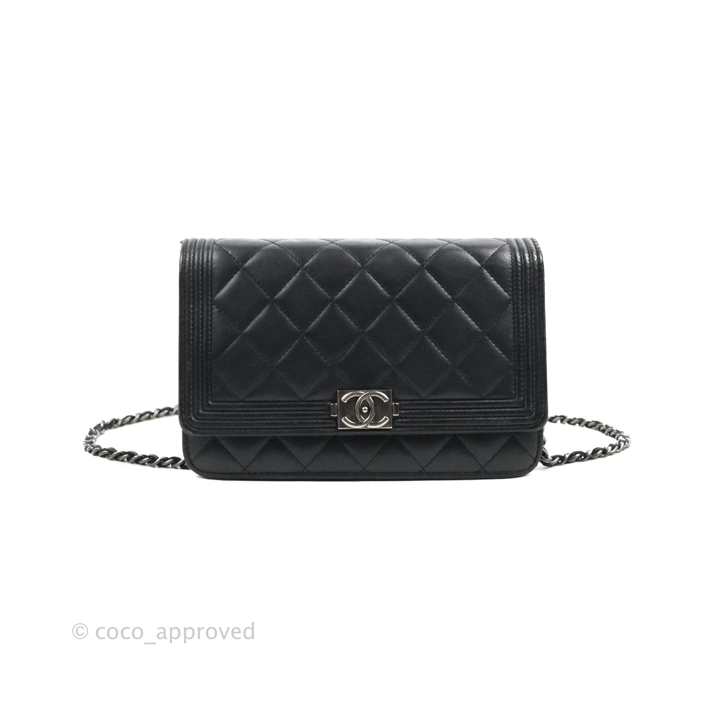 Chanel Boy Wallet on Chain WOC Black Lambskin Ruthenium Hardware