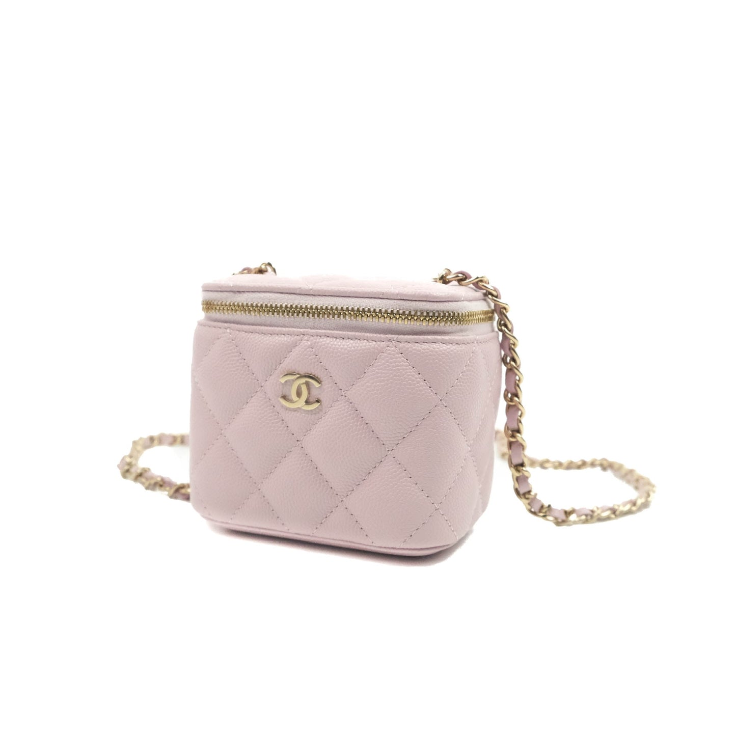 Chanel Mini Vanity Classic With Chain Lilac Rose Clair Caviar Gold Hardware