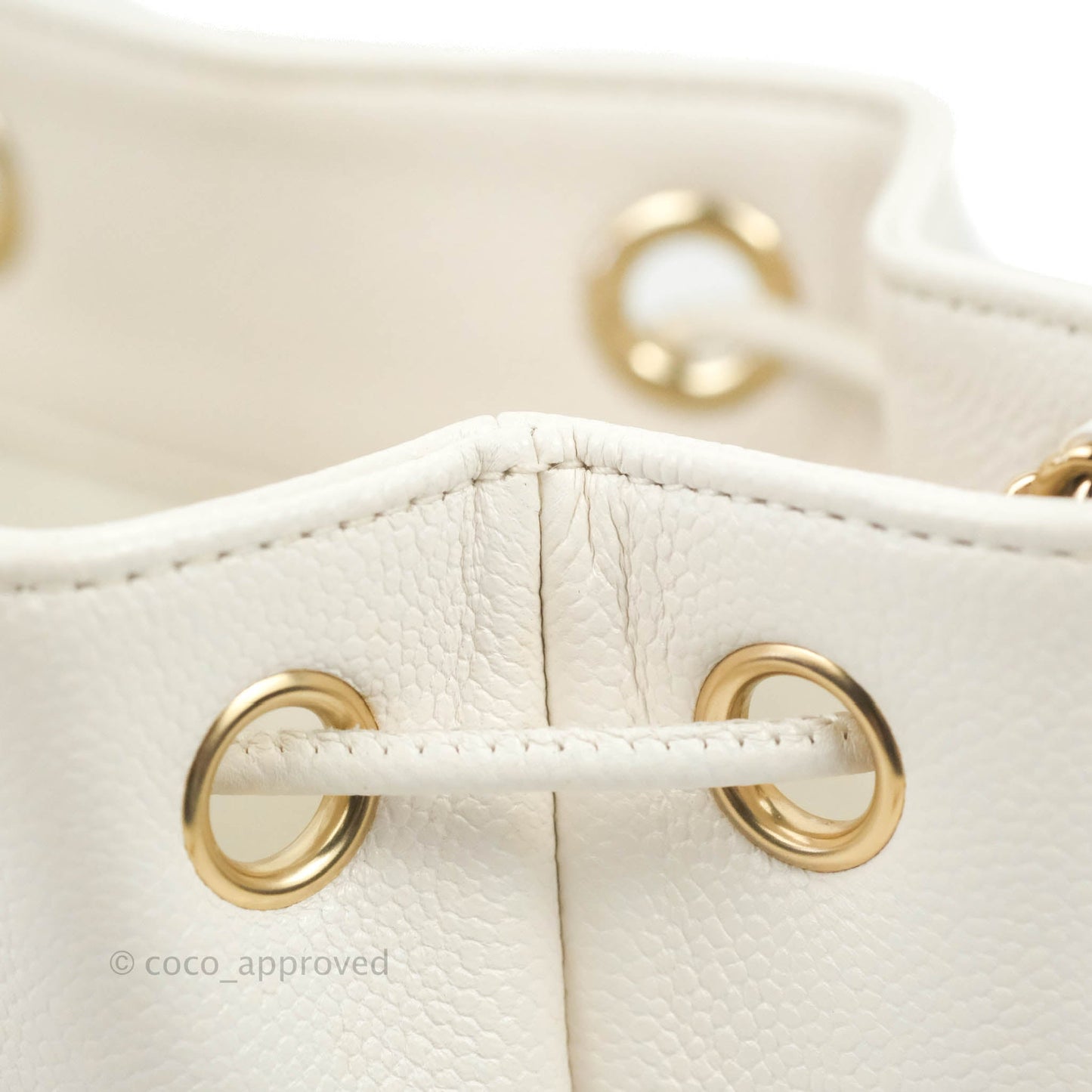 Chanel Business Affinity Drawstring Bucket Bag White Caviar Gold Hardware