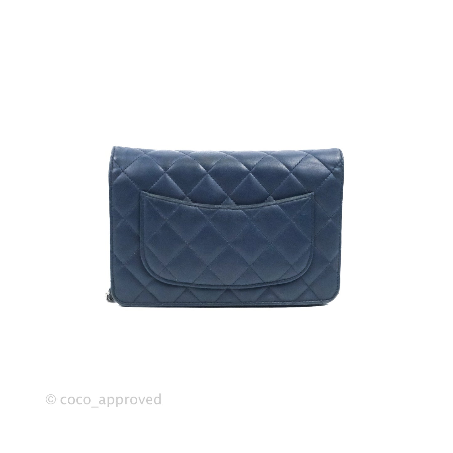 Chanel Quilted Classic Wallet on Chain WOC Navy Lambskin Silver Hardware