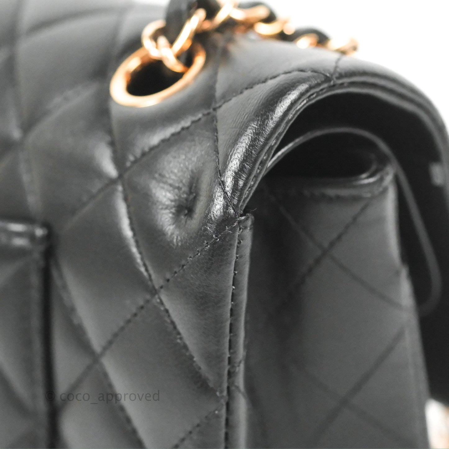 Chanel Classic M/L Medium Flap Black Lambskin Rose Pink-Gold Hardware