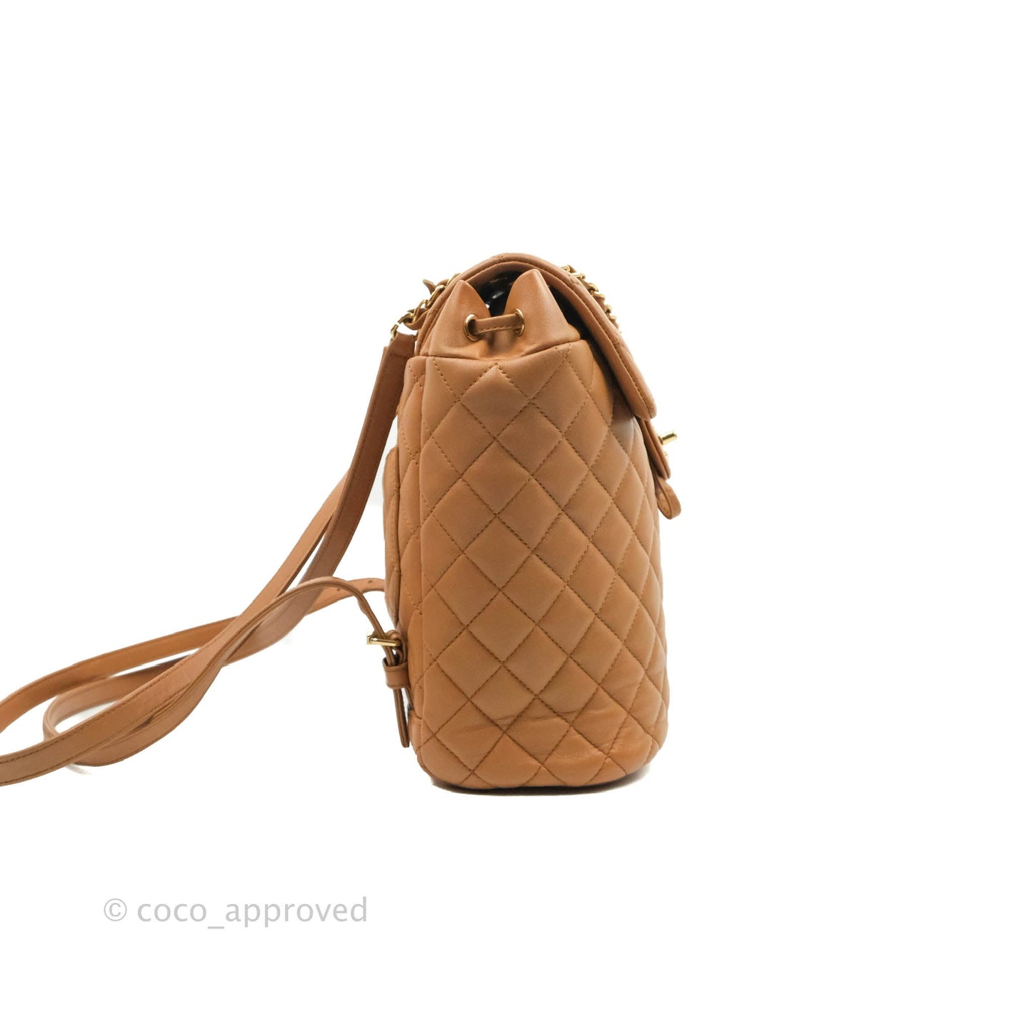 Chanel Quilted Small Urban Spirit Backpack Caramel Dark Beige Calfskin Gold Hardware
