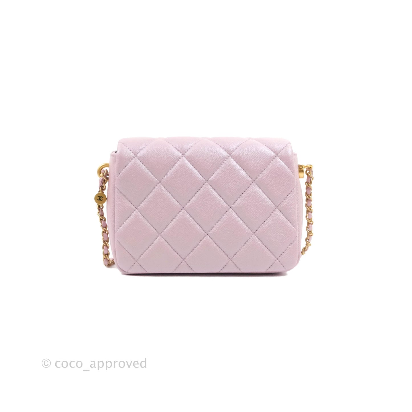 Chanel Quilted My Perfect Mini Iridescent Pink Caviar Aged Gold Hardware 21K