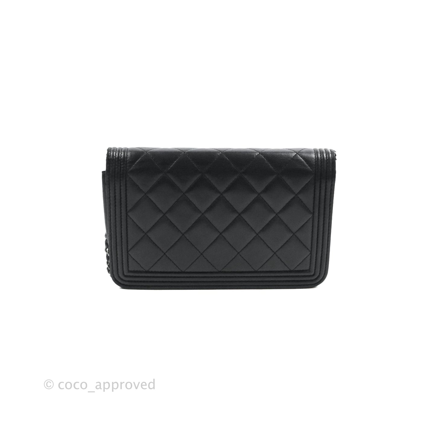 Chanel Boy Wallet on Chain WOC Black Lambskin Ruthenium Hardware