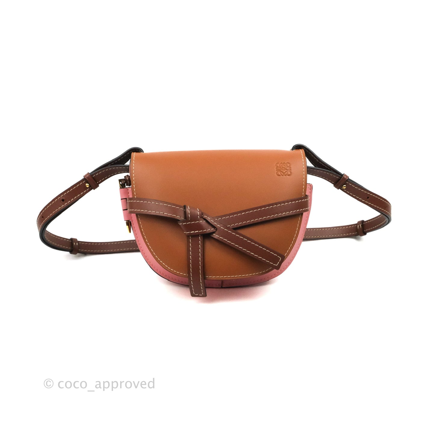 Loewe Small Gate Bag Smooth Calfskin in Tan/Pink