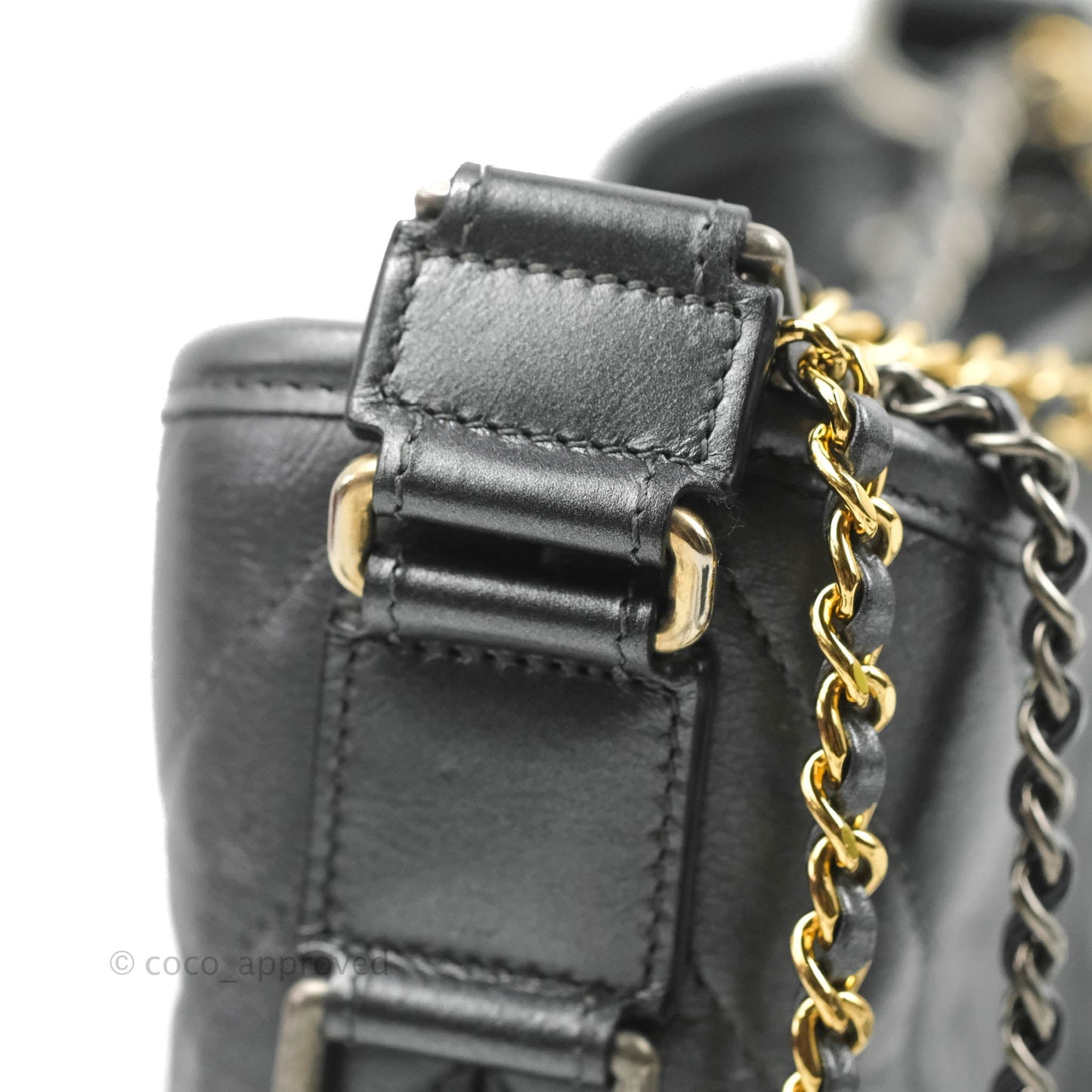 Chanel Chevron Small Gabrielle Hobo Iridescent Dark Grey Calfskin Mixed Hardware
