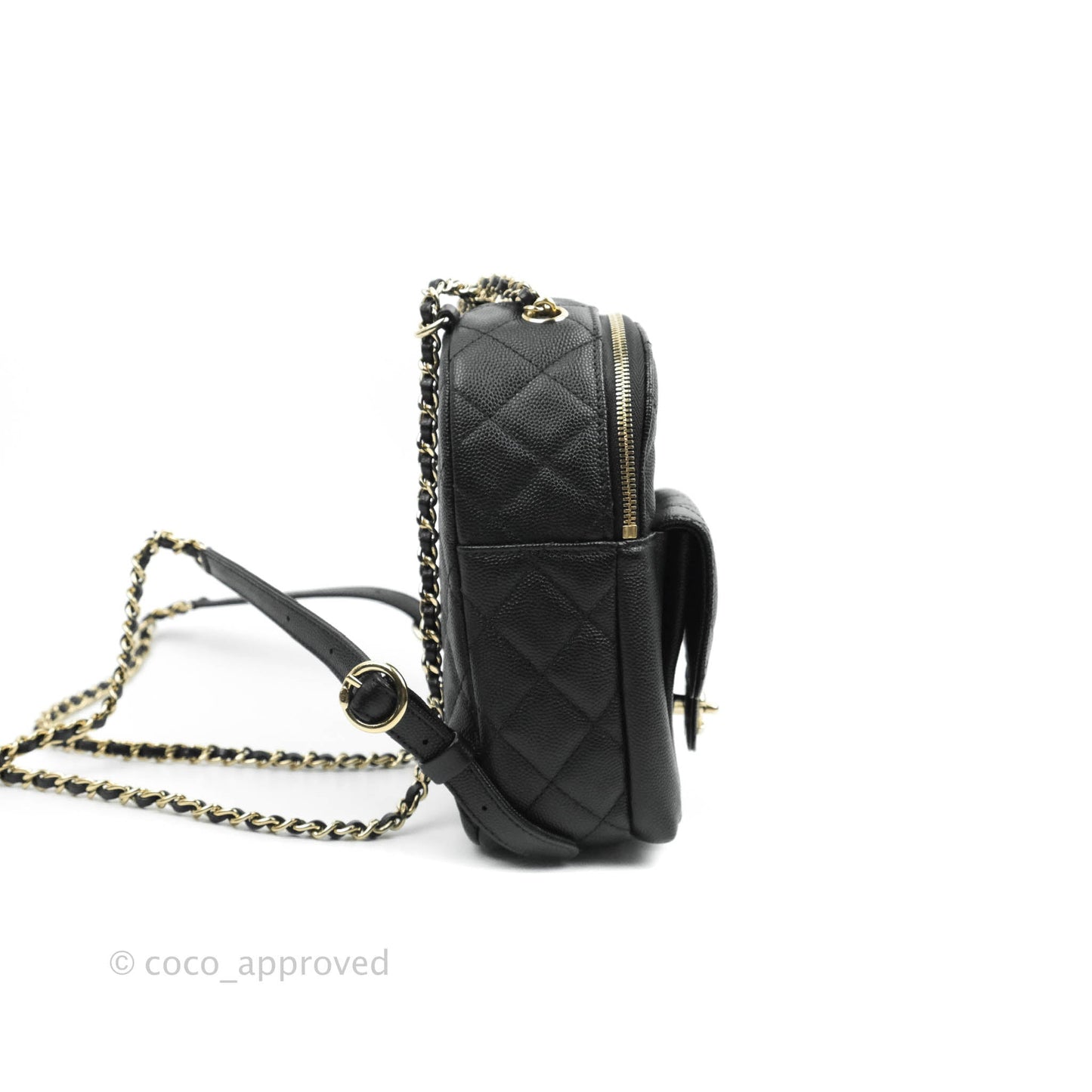 Chanel Quilted Small CC Day Backpack Black Caviar Gold Hardware