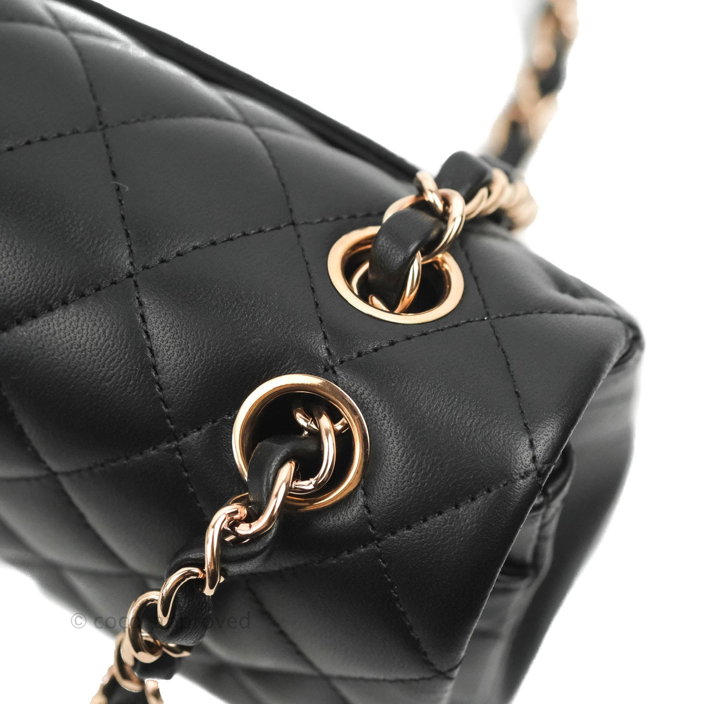 Chanel Classic Small S/M Flap Black Lambskin Rose Pink-Gold Hardware