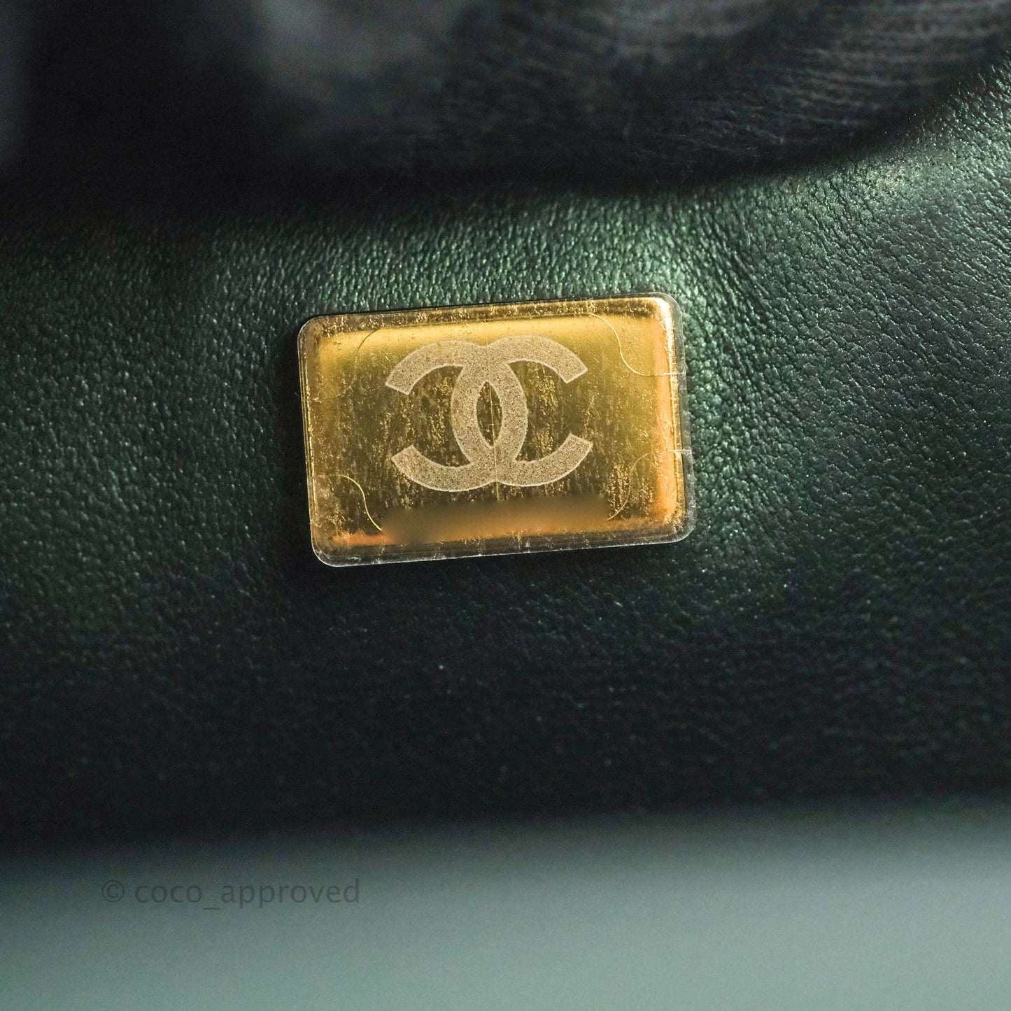 Chanel Top Handle Mini Rectangular Flap Bag Iridescent Green Lambskin Gold Hardware 22A