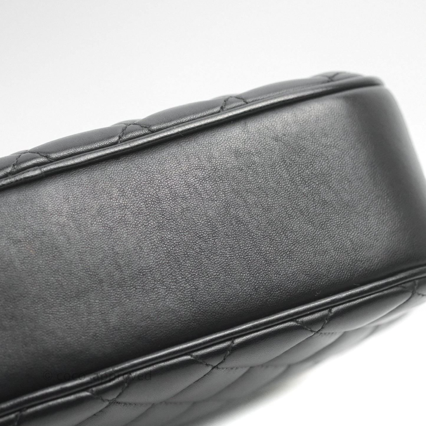 Chanel Quilted Camera Case Bag Black Lambskin Aged Gold Hardware