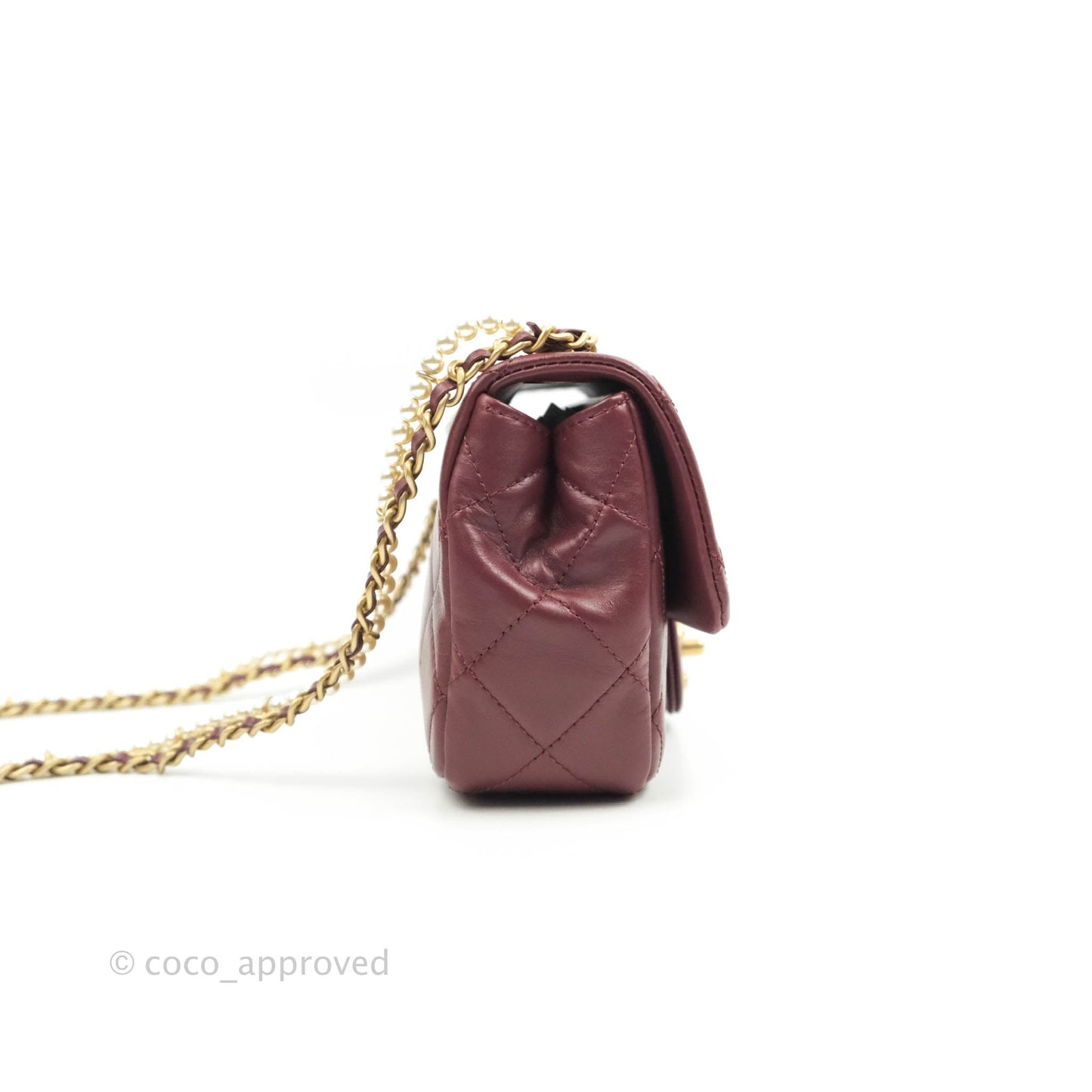 Chanel Quilted Small Crystal Pearls Flap Burgundy Calfskin Gold Hardware 20K