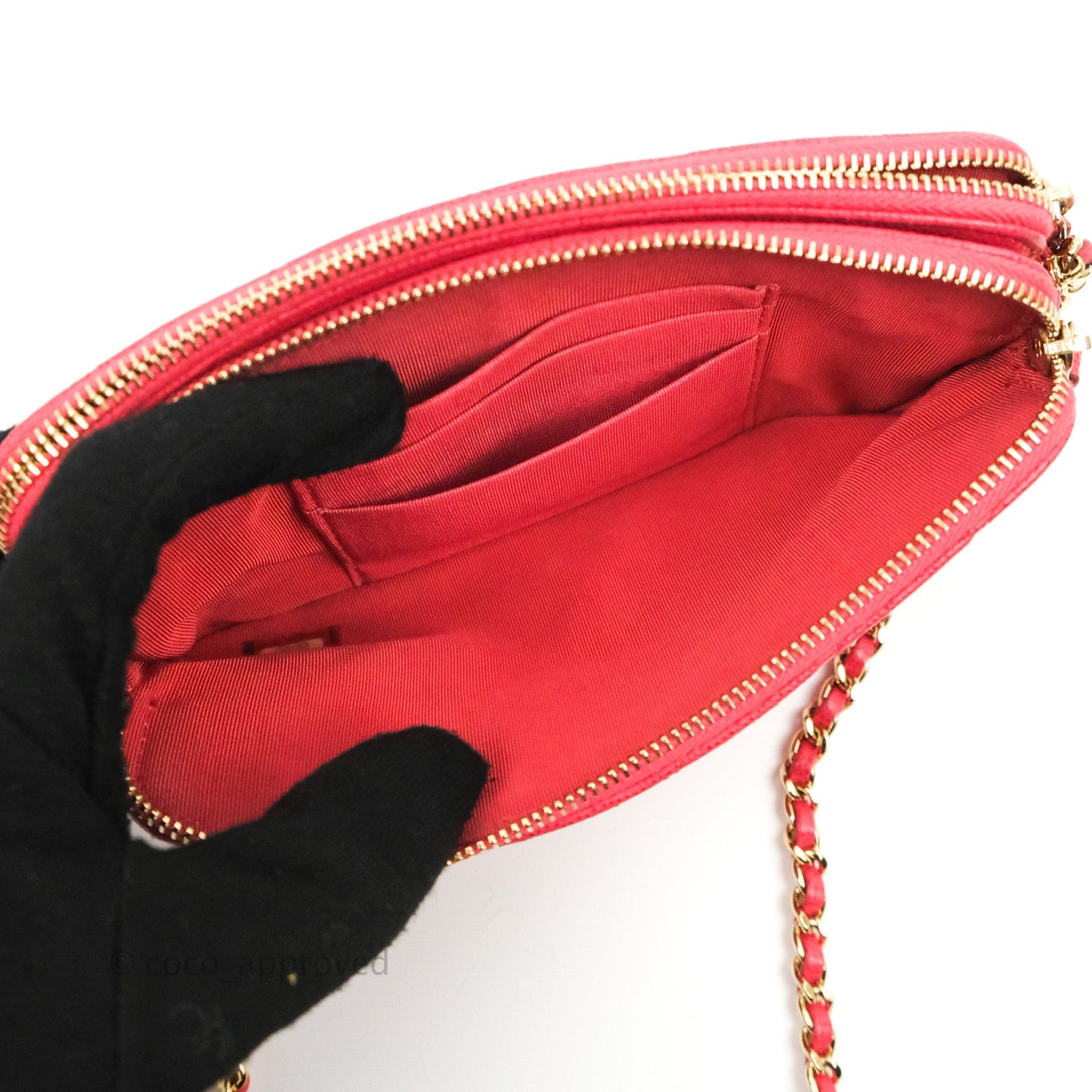 Chanel Quilted Clutch With Chain Pink Caviar Gold Hardware