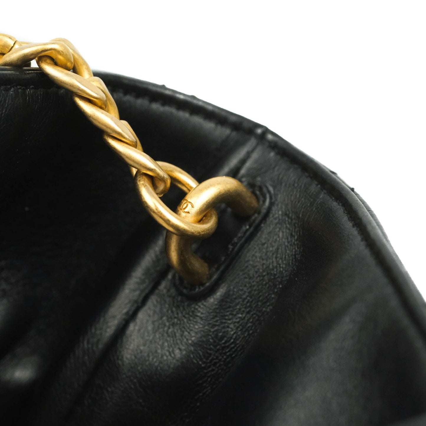 Chanel Enamel CC Bucket Bag Black Lambskin Gold Hardware 22S