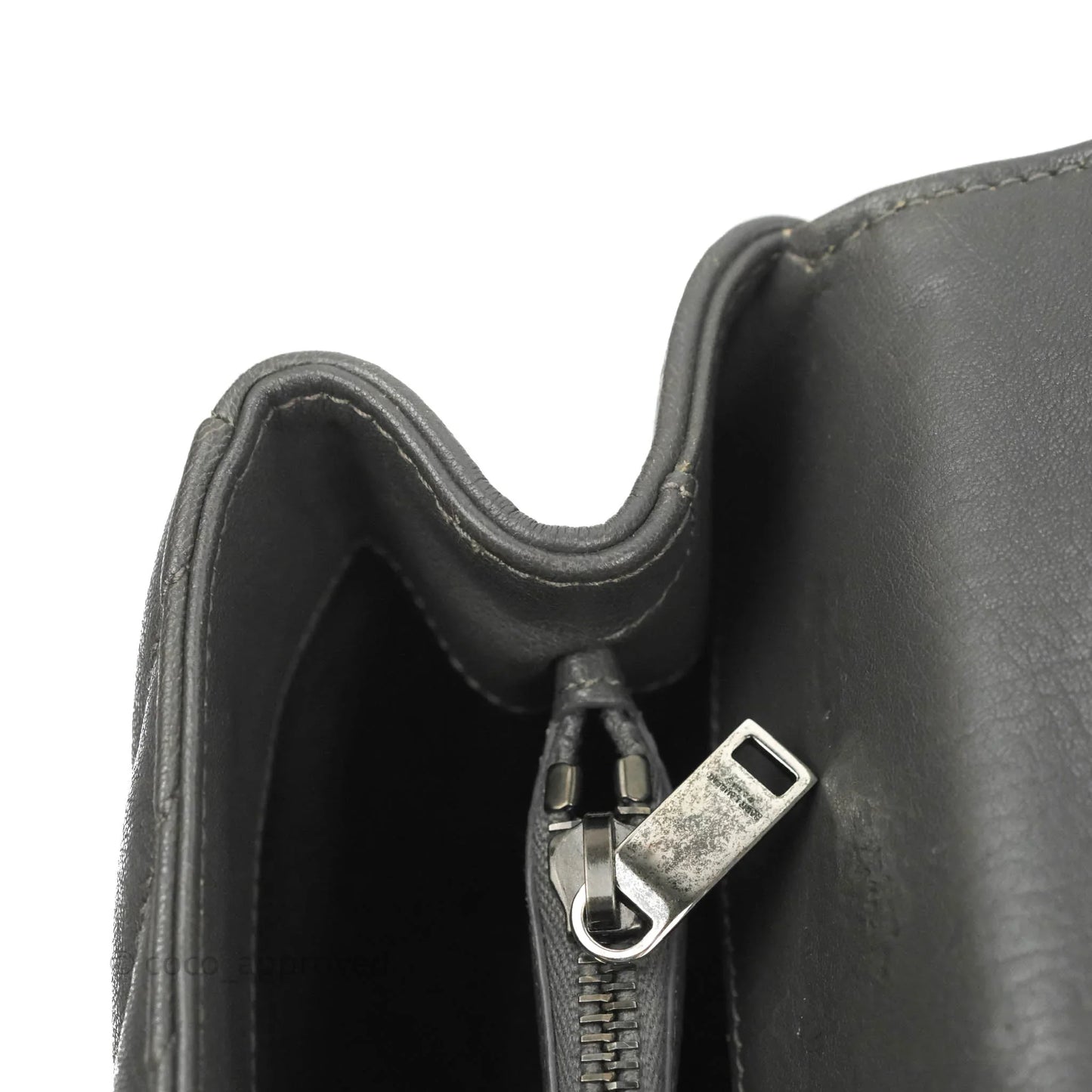 Saint Laurent Chevron Medium College Grey Chain Bag Ruthenium Hardware