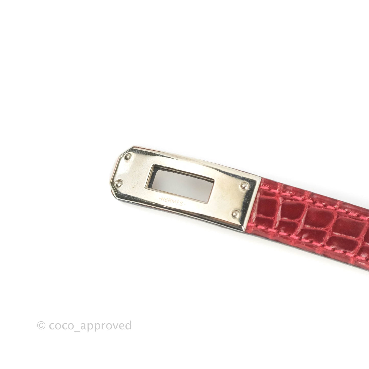 Hermès Double Tour Kelly Bracelet Rouge Alligator Leather Palladium Hardware