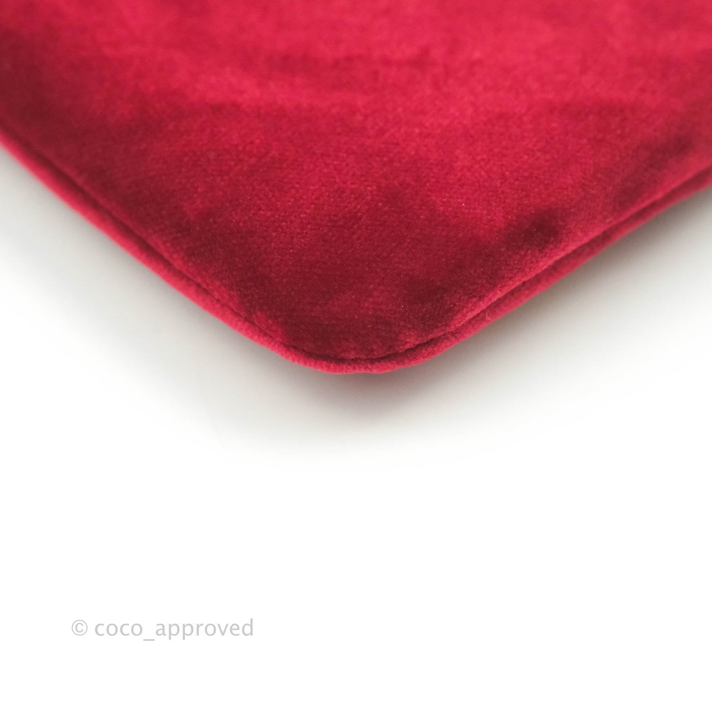 Chanel Red Velvet Pouch Gold Hardware