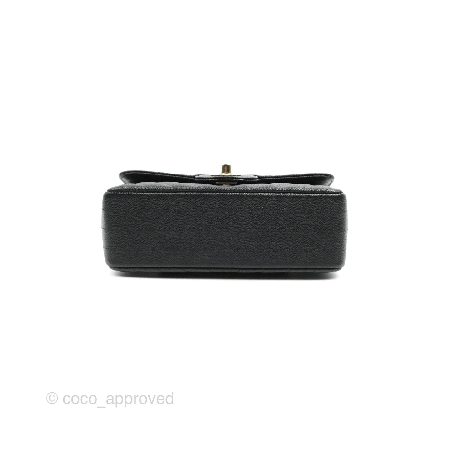 Chanel Chevron Mini Rectangular Flap Black Caviar Gold Hardware