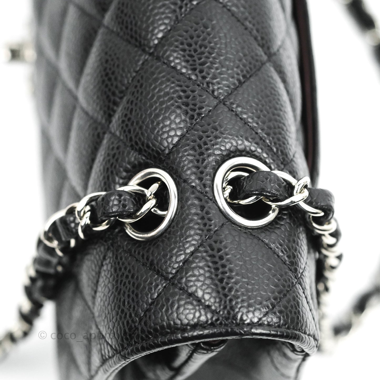 Chanel Classic M/L Medium Flap Quilted Black Caviar Silver Hardware