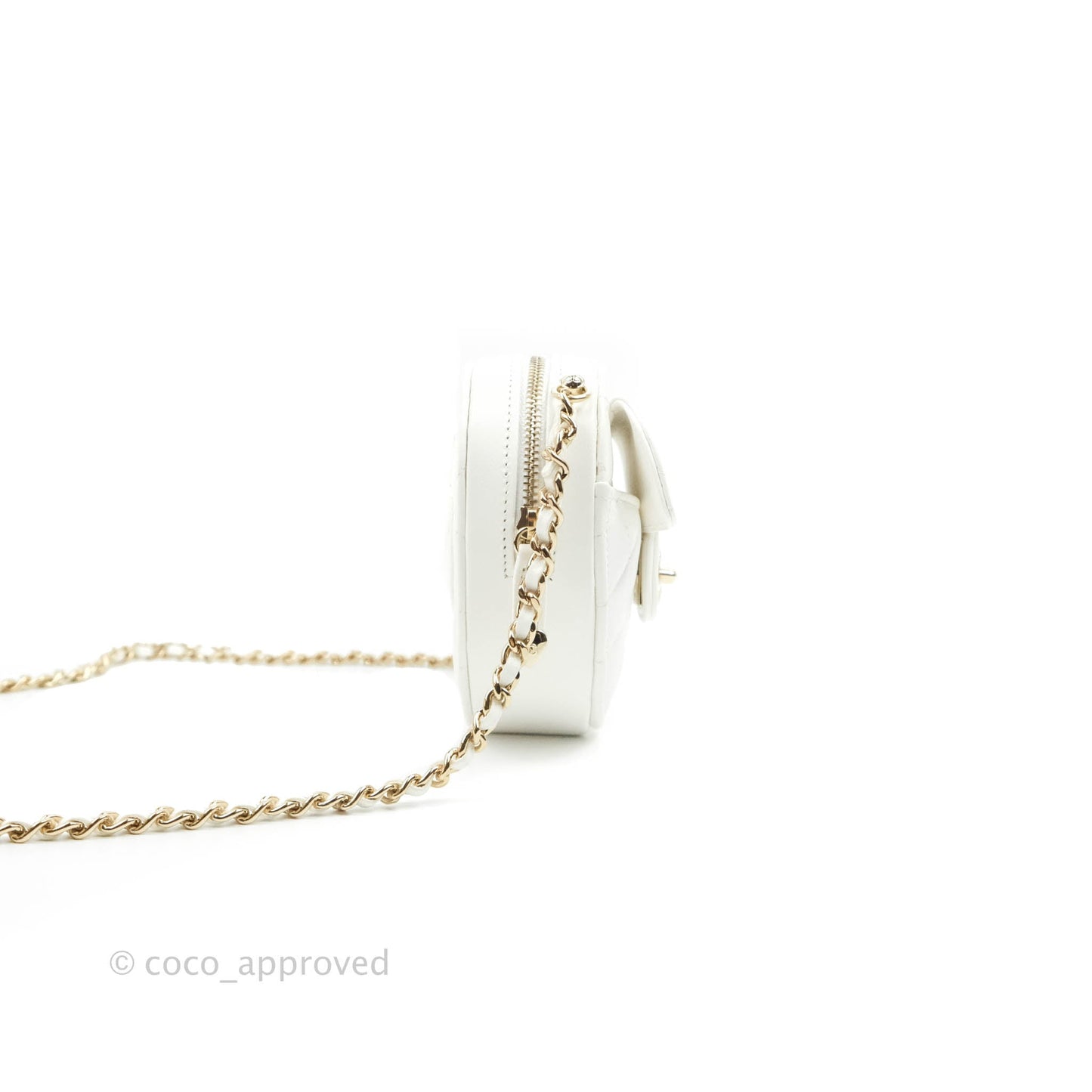 Chanel Small Heart Bag White Lambskin Gold Hardware 22S