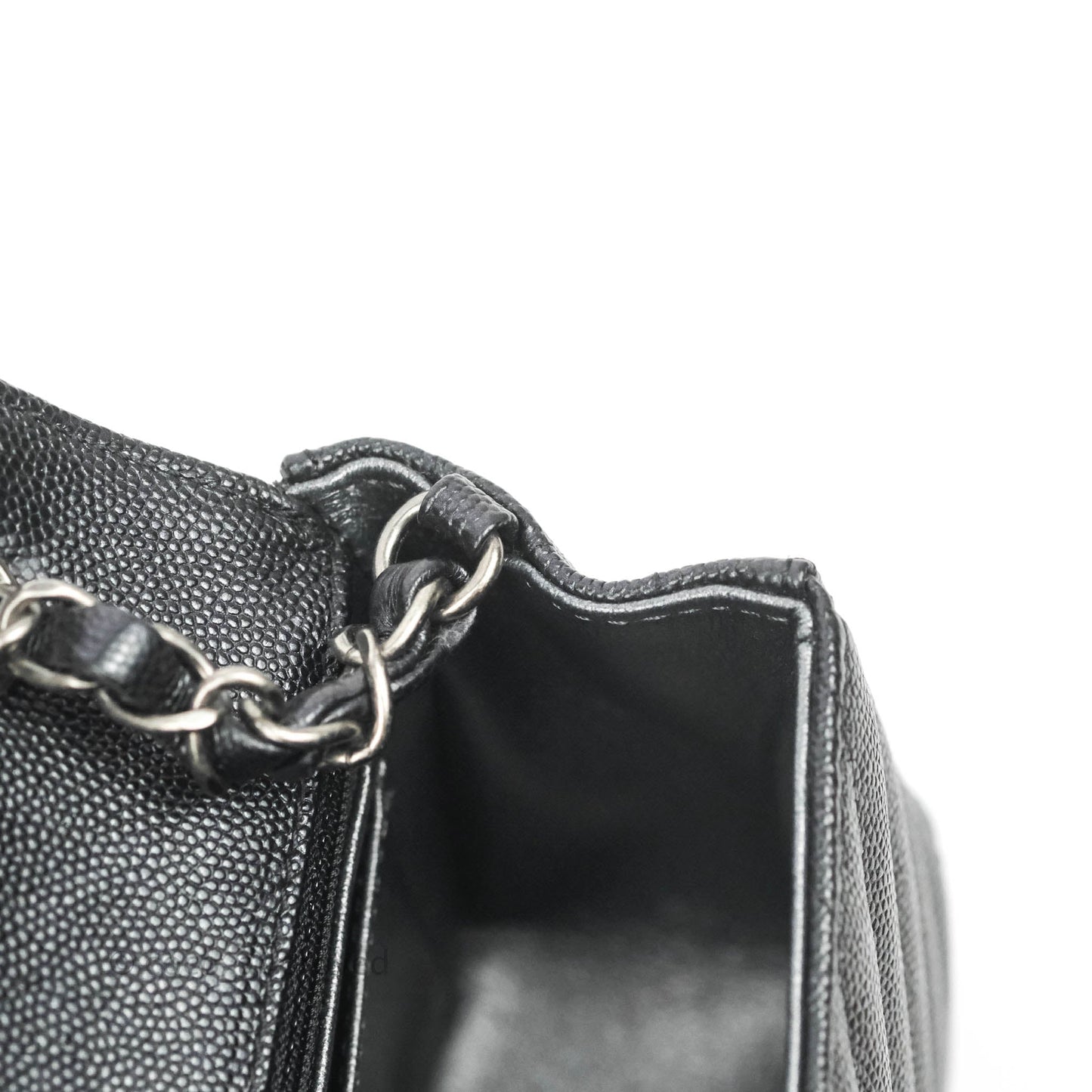 Chanel Chevron Mini Rectangular Flap Iridescent Black Caviar Ruthenium Hardware 17B