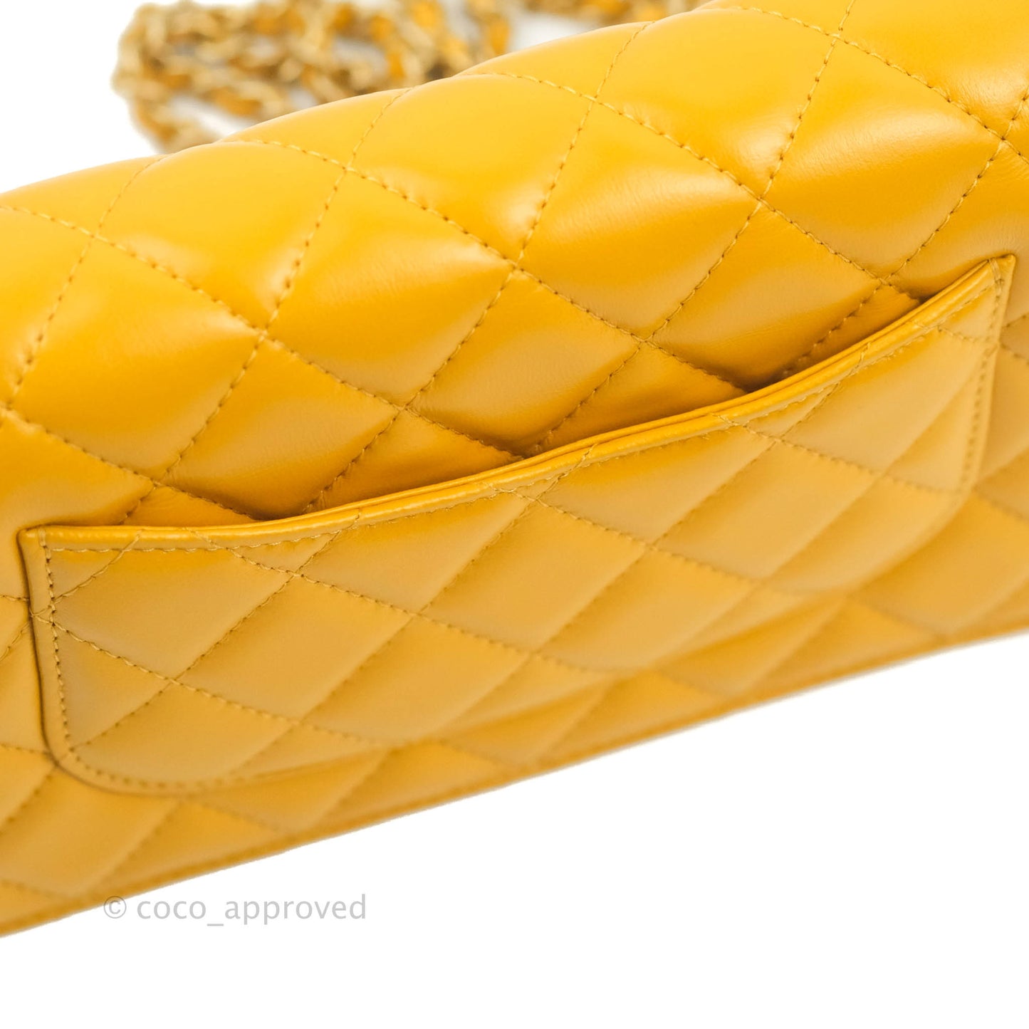 Chanel Quilted Classic Chain Around WOC Yellow Lambskin Aged Gold Hardware