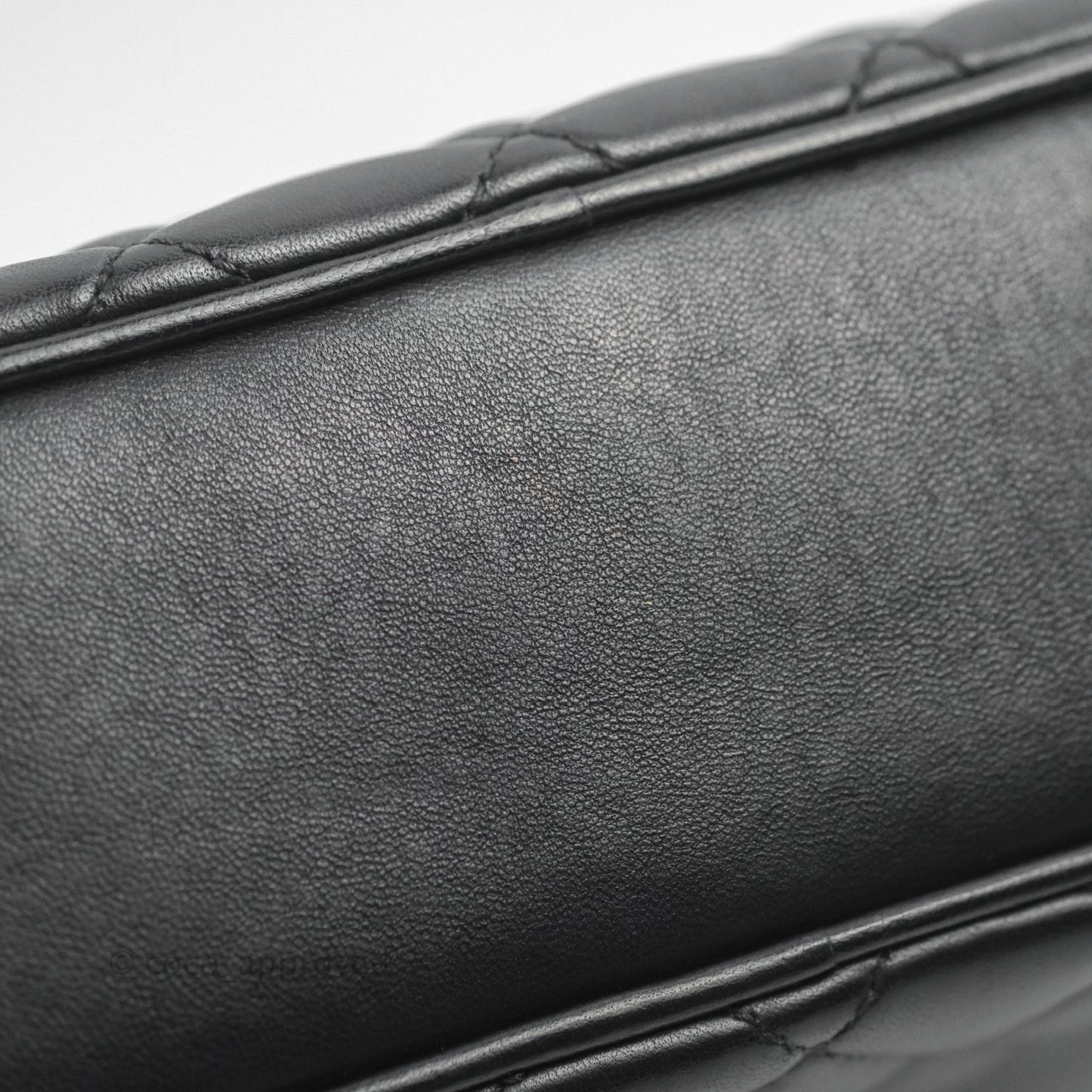 Chanel Quilted Camera Case Bag Black Lambskin Aged Gold Hardware