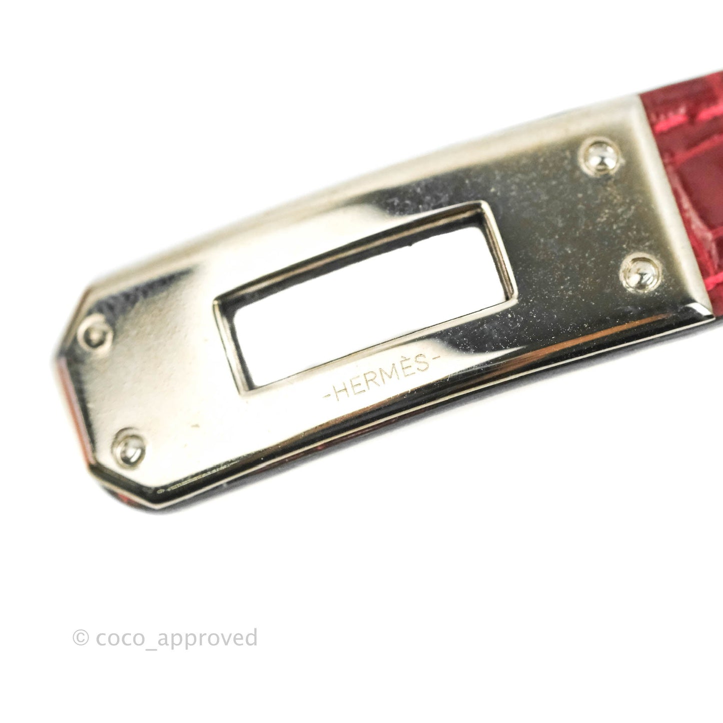 Hermès Double Tour Kelly Bracelet Rouge Alligator Leather Palladium Hardware