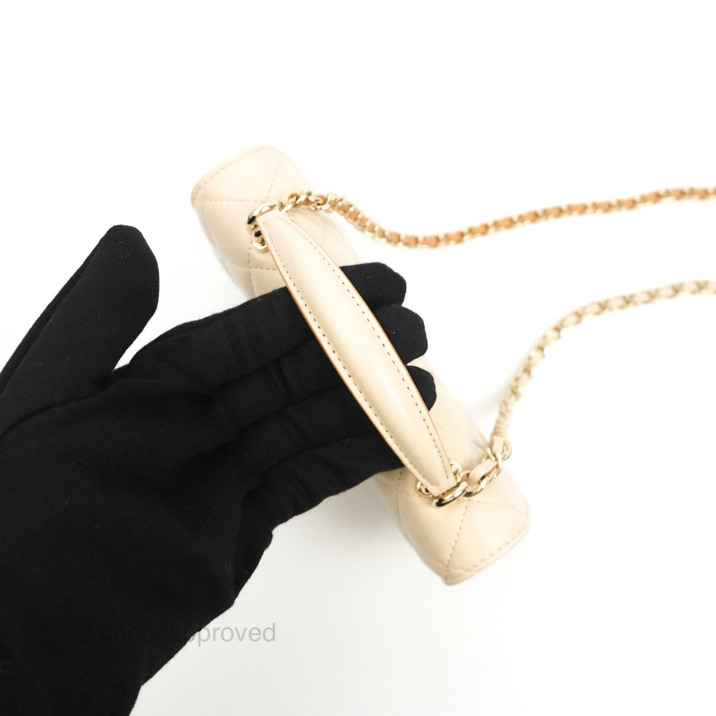 Chanel Top Handle Mini WOC Ecru/Beige Lambskin Gold Hardware 23P