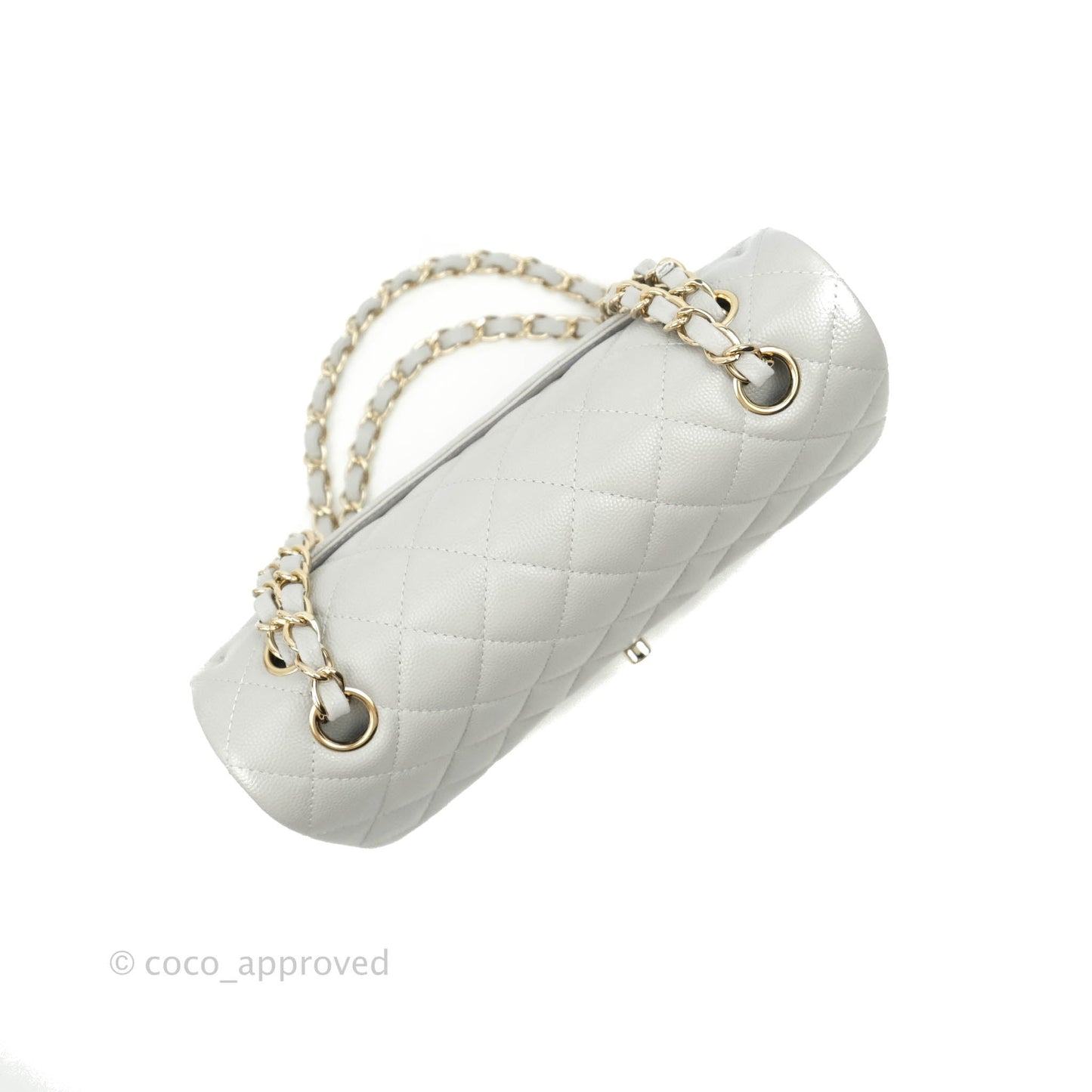 Chanel Small Classic Quilted Flap Grey Caviar Gold Hardware 21A