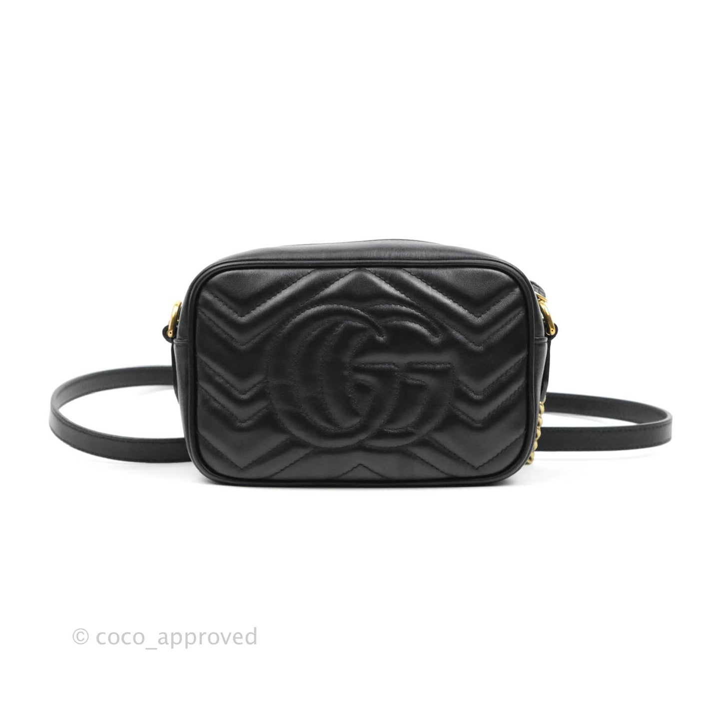 Gucci Mini Matelasse GG Marmont Camera Bag Black Calfskin Gold Hardware