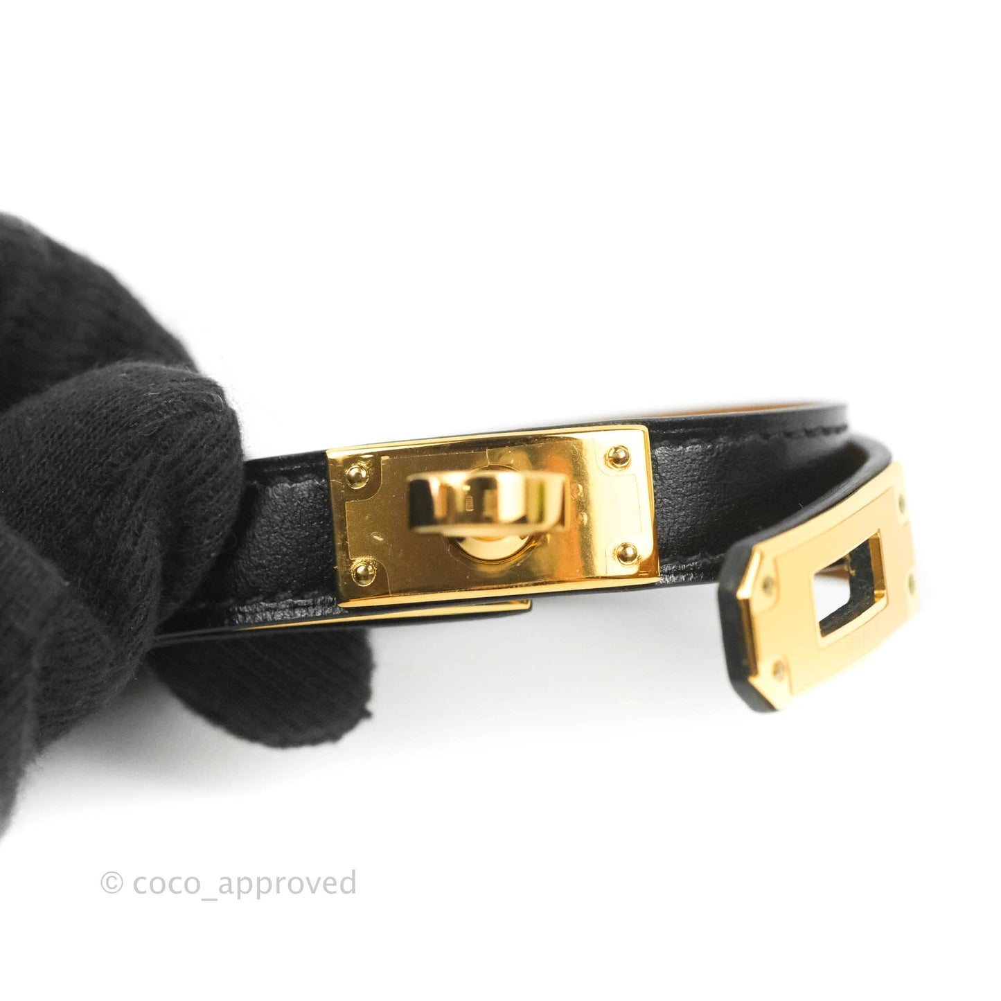 Hermès Kelly Double Tour Swift Bracelet in Black Gold Hardware