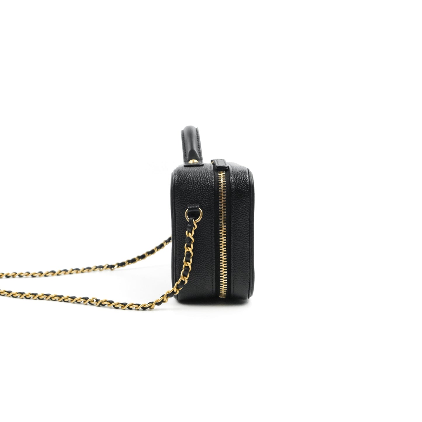 Chanel Quilted Small CC Filigree Vanity Case Black Caviar