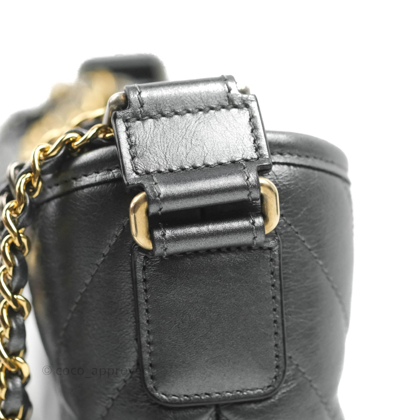 Chanel Chevron Small Gabrielle Hobo Iridescent Dark Grey Calfskin Mixed Hardware
