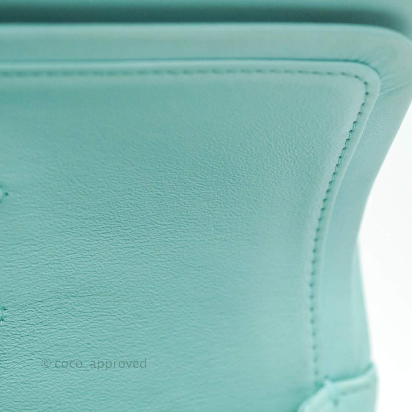 Chanel Small Classic Quilted Flap Tiffany Blue Lambskin Silver Hardware
