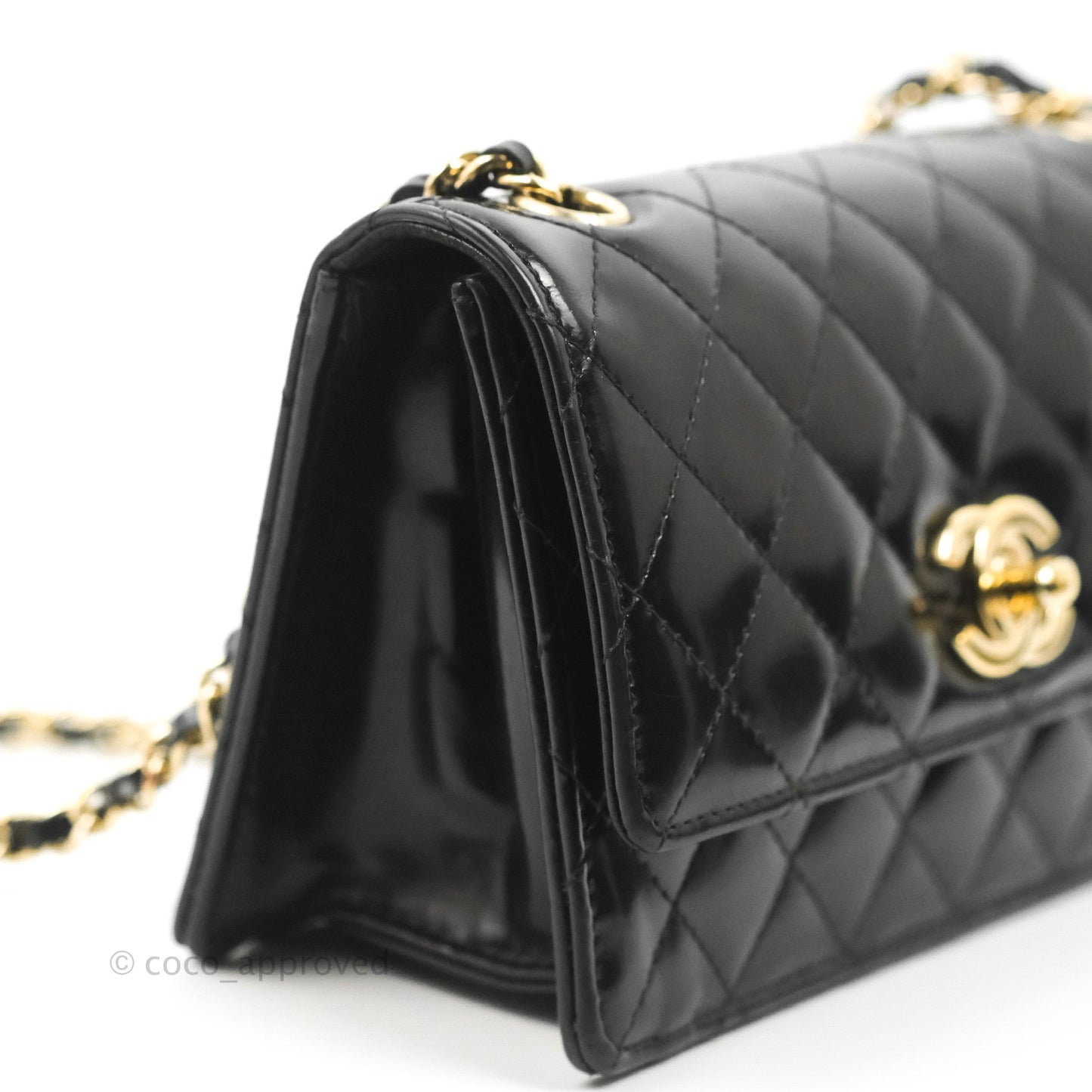 Chanel Mini Flap Clutch with Chain Black Gold Hardware