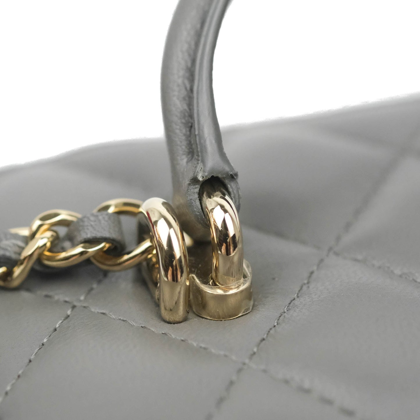 Chanel Vanity Rectangular Top Handle Grey Lambskin Gold Hardware