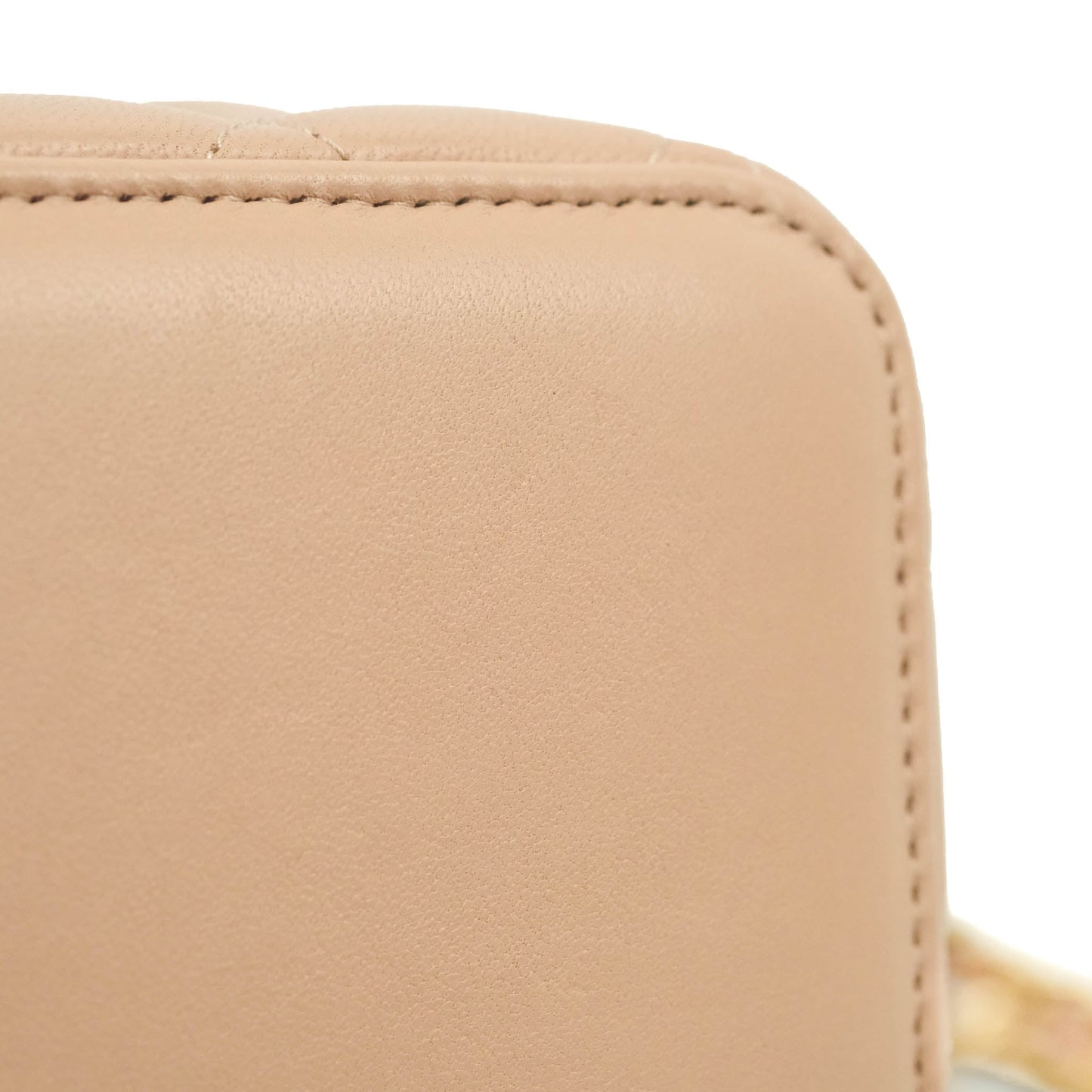 Chanel Classic Vanity Rectangular Top Handle With Chain Beige Lambskin Aged Gold Hardware