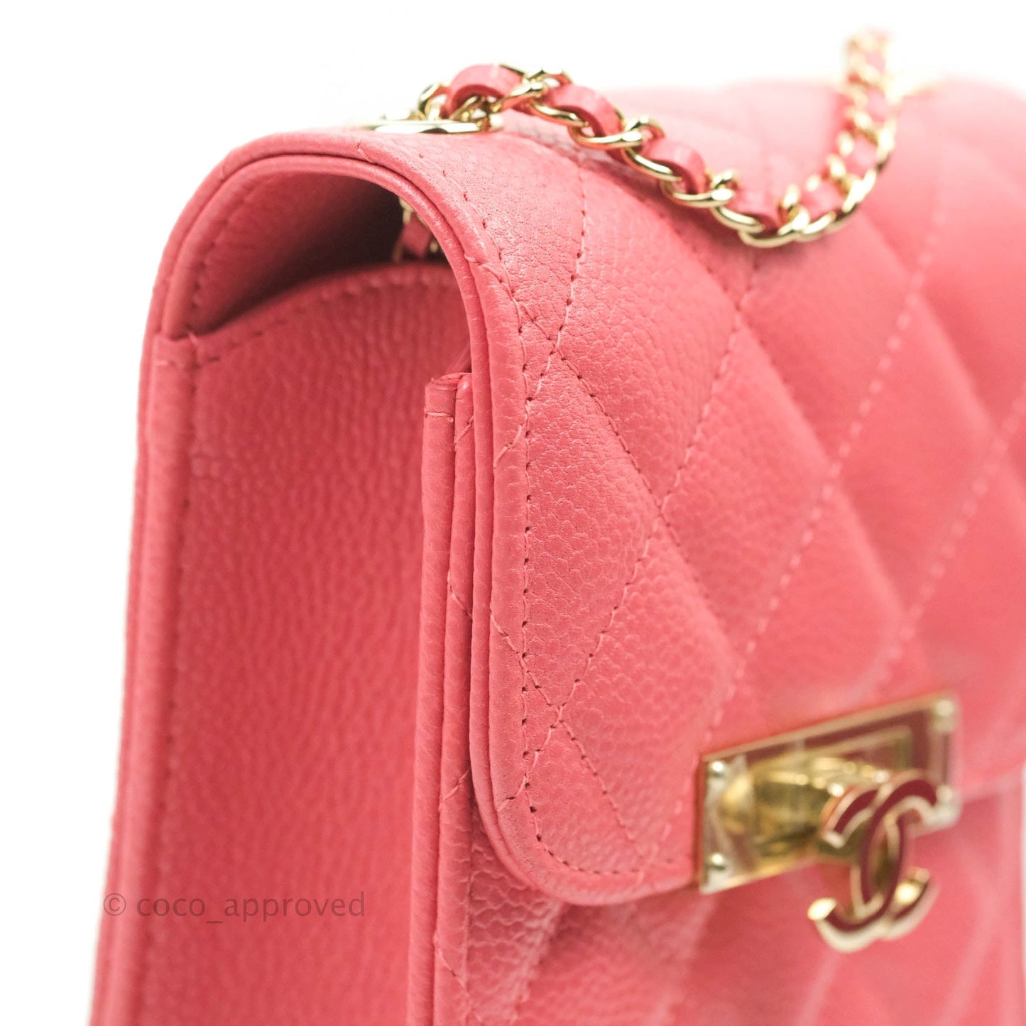 Chanel Golden Class Phone Holder With Chain Pink Caviar Gold Hardware