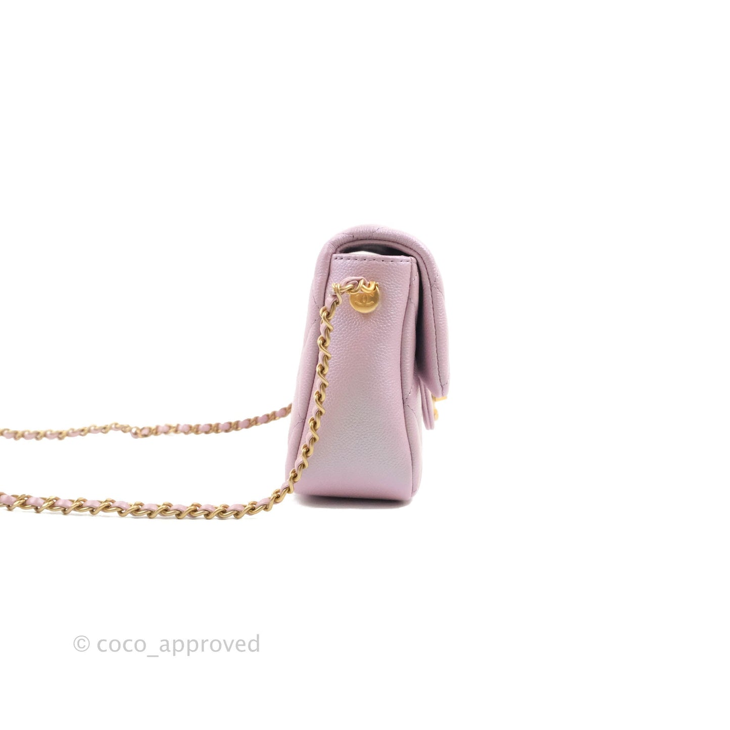 Chanel Quilted My Perfect Mini Iridescent Pink Caviar Aged Gold Hardware 21K