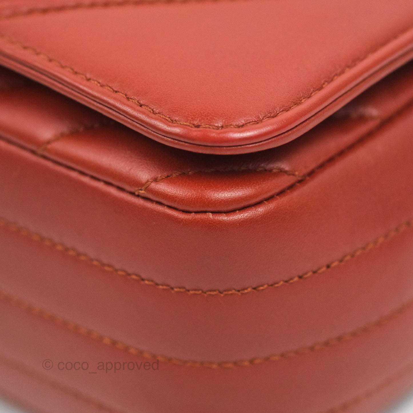 Chanel Small Statement Chevron Flap Bag Red Calfskin Gold Hardware