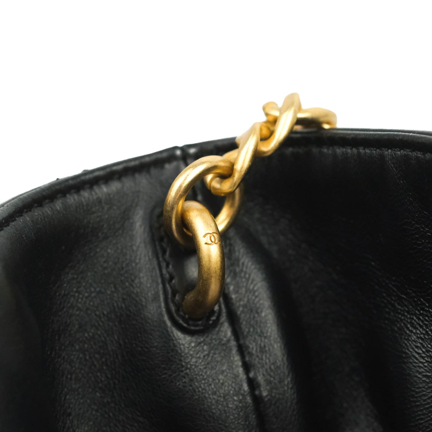Chanel Enamel CC Bucket Bag Black Lambskin Gold Hardware 22S