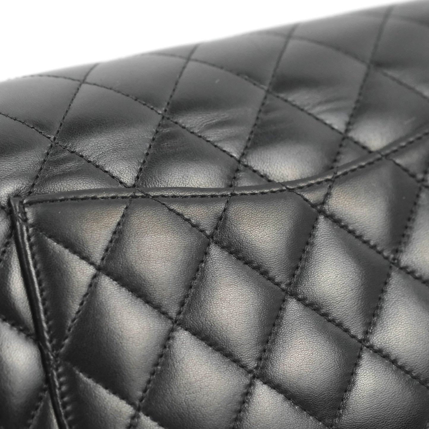 Chanel Classic M/L Medium Flap Quilted Black Lambskin Silver Hardware