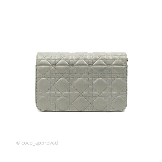 Christian Dior Miss Dior WOC Cannage Metallic Grey Silver Hardware
